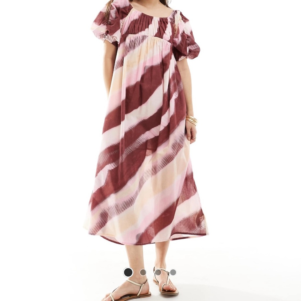 ASOS Pink and White Striped Midi Dress